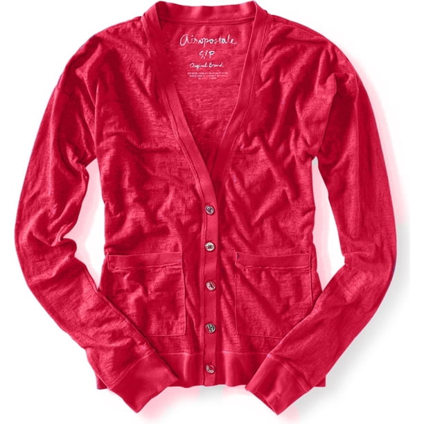 Aeropostale - Suéter cárdigan Burnouthin para mujer, rosa, mediano