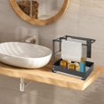 thumbnail image 4 of Sponge Holder with Drain Pan, Boriyuan Foldable Kitchen Sink Caddy Organizer Kitchen Sponge Holder Dishcloth Hanger for Sponge Brush Soap Dish Dishcloth Rack (Black), 4 of 9