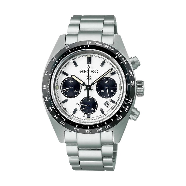 Seikos Watch Stainless Steel Strap White Black.Dial for Everyday Style