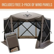 Gazelle Tents G6 6-Sided Portable Gazebo, Pop-Up Hub Screen Tent, Desert Sand, Includes free 3 Pak of wind panels, GK908