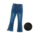 thumbnail image 2 of KYAIGUO Kids Toddler Girls Winter Jeans Skinny Thick Warm Denim Pants Kids Girls Elastic Waistband Flared Bell-Bottom Pants,Sizes 3-13Y, 2 of 7
