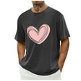 thumbnail image 1 of Tops para hombre, blusas y camisas de cuello redondo y manga corta para hombre. Camiseta/camisa informal de cuello redondo y manga corta con estampado de corazones para hombre. Tops de poliéster para, 1 of 4