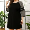 thumbnail image 2 of BRGZLK Plus Size Women's Dress With Patchwork Contrasting Color 3/4 Sleeves Dress Cotton Short Sleeves Comfy Ladies Nightdress Black XXXL, 2 of 6