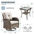 thumbnail image 5 of Bellefurn Patio Swivel Chairs Set of 2 Outdoor Swivel Rocker Patio Chair with Side Table,Wicker Patio Furniture Set for Porch Deck Backyard Poolside, 5 of 12