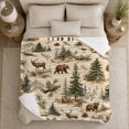 thumbnail image 5 of Woodland Wilderness Bears Bucks Rustic Lodge Autumn, Peaceful Mountain Lake Scene, Warm Flannel Blanket for Cabin and Lodge, Outdoor Lovers Christmas Gift, Festive Home Decor, 5 of 9