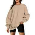 thumbnail image 3 of VEKDONE Oversized Sweatshirt for Women Fall Long Sleeve Crewneck Thin Fleece Sweatshirts Casual Loose Fit Lightweight Pullover Tops Solid Y2k Sweatshirt, 3 of 5