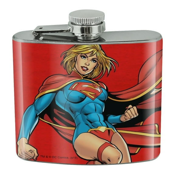 Superman Supergirl Character Stainless Steel 5oz Hip Drink Kidney Flask