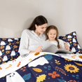 thumbnail image 4 of Manfei Fall Sunflower Ghost 7-Piece Twin Bedding, Autumn Floral Happy Halloween Bedding Comforter Set, Navy Blue Yellow Orange,Reversible, 4 of 7