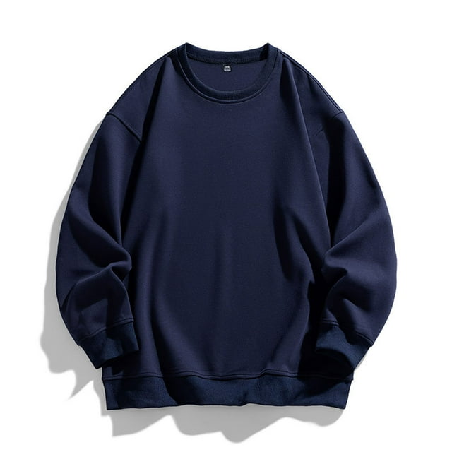 AherBiu Sweatshirts pour Hommes Col Rond Léger Pull Décontracté Automne Hiver Couleur Unie Classique Gym Entraînement Athlétique Course