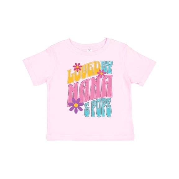 Inktastic Nana and Pops Love Me Retro Flowered Girls Toddler T-Shirt