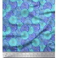 thumbnail image 1 of Soimoi Blue Velvet Fabric Lemon Slice Vegetable Print Fabric by the Yard 58 Inch Wide, 1 of 3
