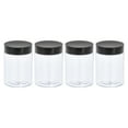 thumbnail image 1 of Frascos redondos de 3oz/100ml con tapa de tornillo negra para almacenamiento, plástico transparente, 4 piezas, 1 of 5