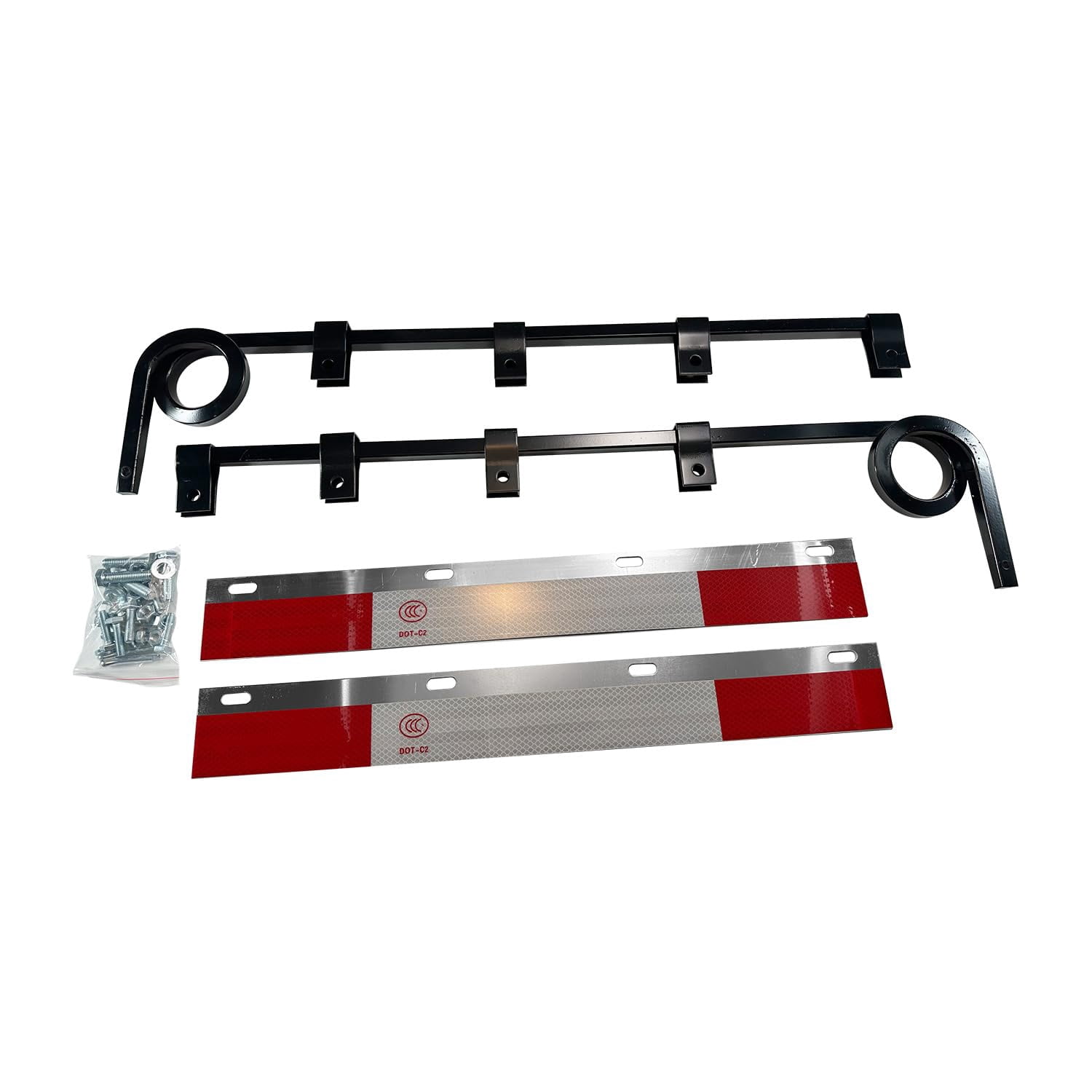 BST BSSP Pair Straight Mud Flap Hangers Kit Suspension 1 Coil Dampening Springs Semi Truck Mudflaps Steel Bracket,w/Aluminum Mud Flap Reflector for Universal Trucks Trailers, RVs Kenworth Peterbilt