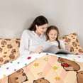 thumbnail image 4 of Erosebridal Kawaii Capybara Kids Twin Bedding Sets, Orange Stripe Line Bedding Comforter Set, 7 Pieces, 4 of 7