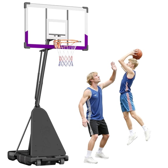 VEVOR Portable Basketball Stand, 10 ft Height Adjustment Basketball Hoop & Goal, Basketballs Hoop Outdoor with 48 inch PC Backboard for Kids, Adults in Schools, Parks, Indoor & Outdoor Use