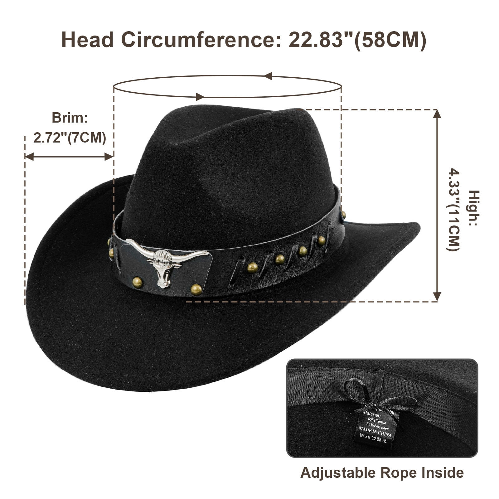 WoWstyle Unisex Cowboy Hat & Bandana Set, Adjustable Leather  display picture 1