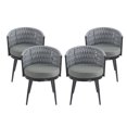 thumbnail image 3 of Christopher Knight Home Outdoor Patio Dining Chairs with Metal Frame, Rope Back and Light Gray Cushions, Set of 4, 3 of 11