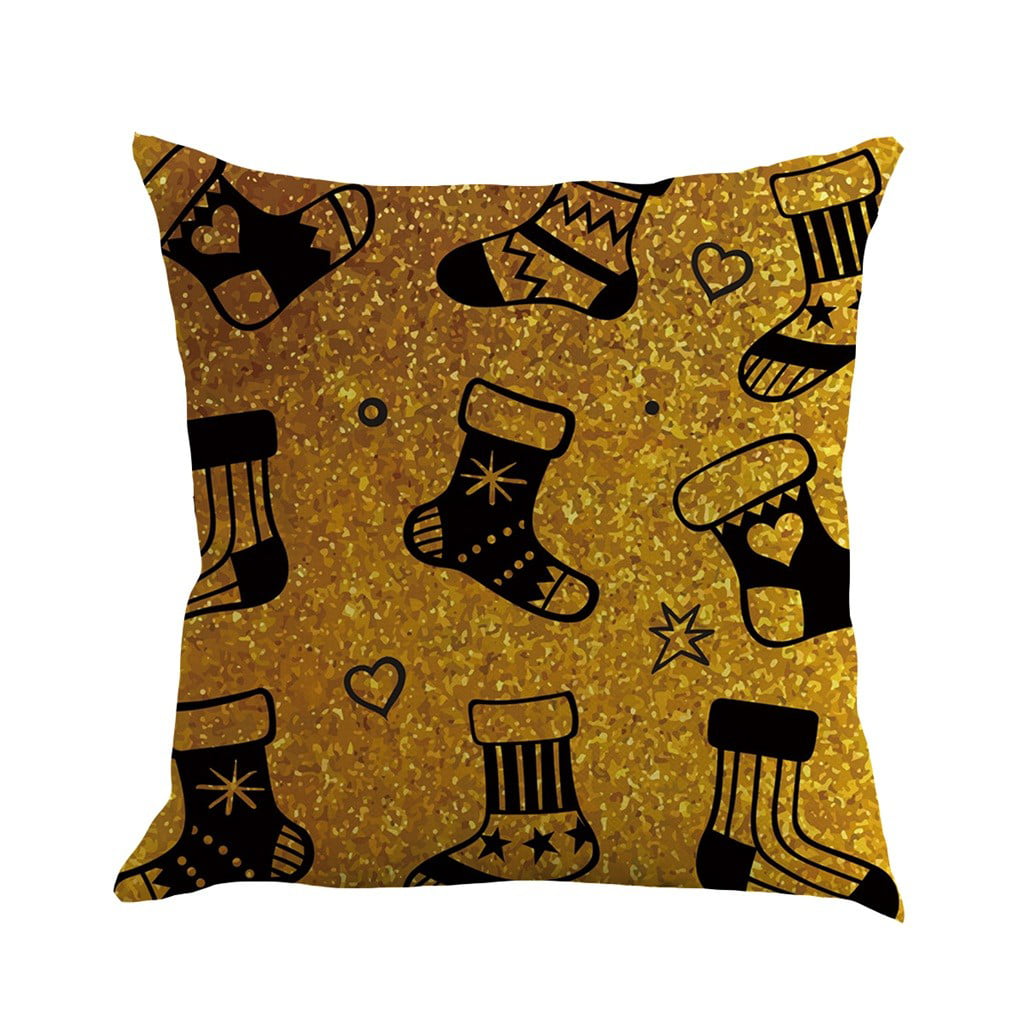 Cushion Cover Home Sofa Decor Yellow Christmas Series Linen Throw Pillow New 