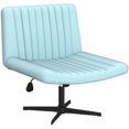thumbnail image 5 of CQAOE Criss Cross Desk Chair, Armless Wide Seat Fabric Vanity Chair, Rocking Mid Back Ergonomic Task Chair for Home Office Bedroom Small Spaces, No Wheels（Blue）, 5 of 10