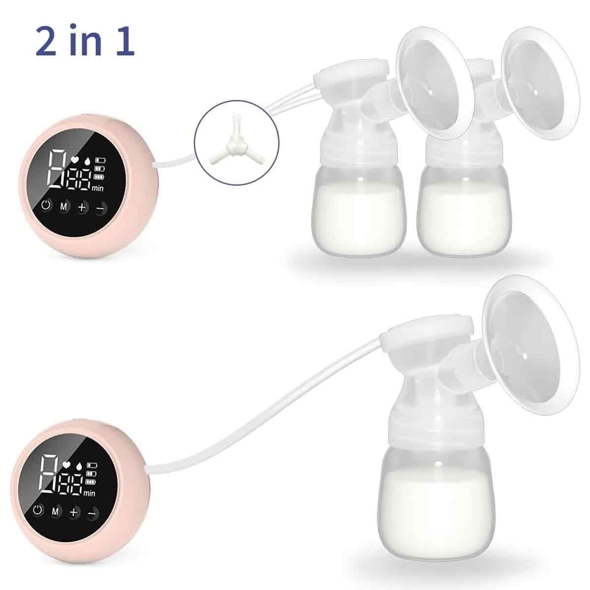 Smart Nursing Assistant: Double Breast Pump With LCD Display, Rechargeable Via USB, Anti-Backflow Design For Safe And Efficient Pumping