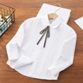thumbnail image 5 of Mnyotv Teen Girls School Uniform Polo with Bow Classic Button Down Shirt Fall Clothes Long Sleeve Shirts Tops Size 3-4Y, 5 of 7
