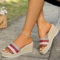thumbnail image 3 of Rokment Colorful Straw Beach Platform Wedge Sandals for Women 2026 Summer Vacation Comfortable Espadrilles Arch Support Walking Slip on Fashion Casual Dress Slides Shoes B Size 6, 3 of 8