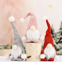 TEHAUX Fabric Figurines Gnome Knitting Standing Doll Red Cloth Car Decoration 1Pcs