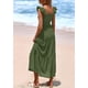 thumbnail image 2 of Vestido largo PRETTYGARDEN para mujer, cuello cuadrado, color verde militar fruncido, 2 of 9