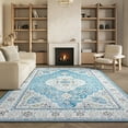 thumbnail image 5 of SAFAVIEH Tucson Natalie Traditional Machine Washable Area Rug, 5' x 8', Turquoise/Beige, 5 of 15