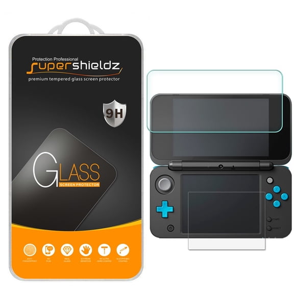 [2-Pack] Supershieldz for Nintendo 2DS XL Screen Protector (2x Top Tempered Glass   2x Bottom PET), Anti-Scratch, Anti-Fingerprint, Bubble Free