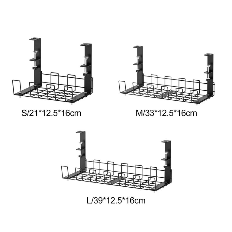 Under Desk Cable Management Tray No Drill - Cable Management Under Desk -  Rotary Design, Under Desk Wire Organizer (Under Table Cable Management -  13*4.9*6.3in) 