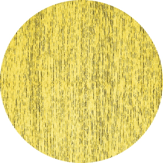 Ahgly Company Machine Washable Indoor Round Solid Yellow Modern Area Rugs, 5' Round