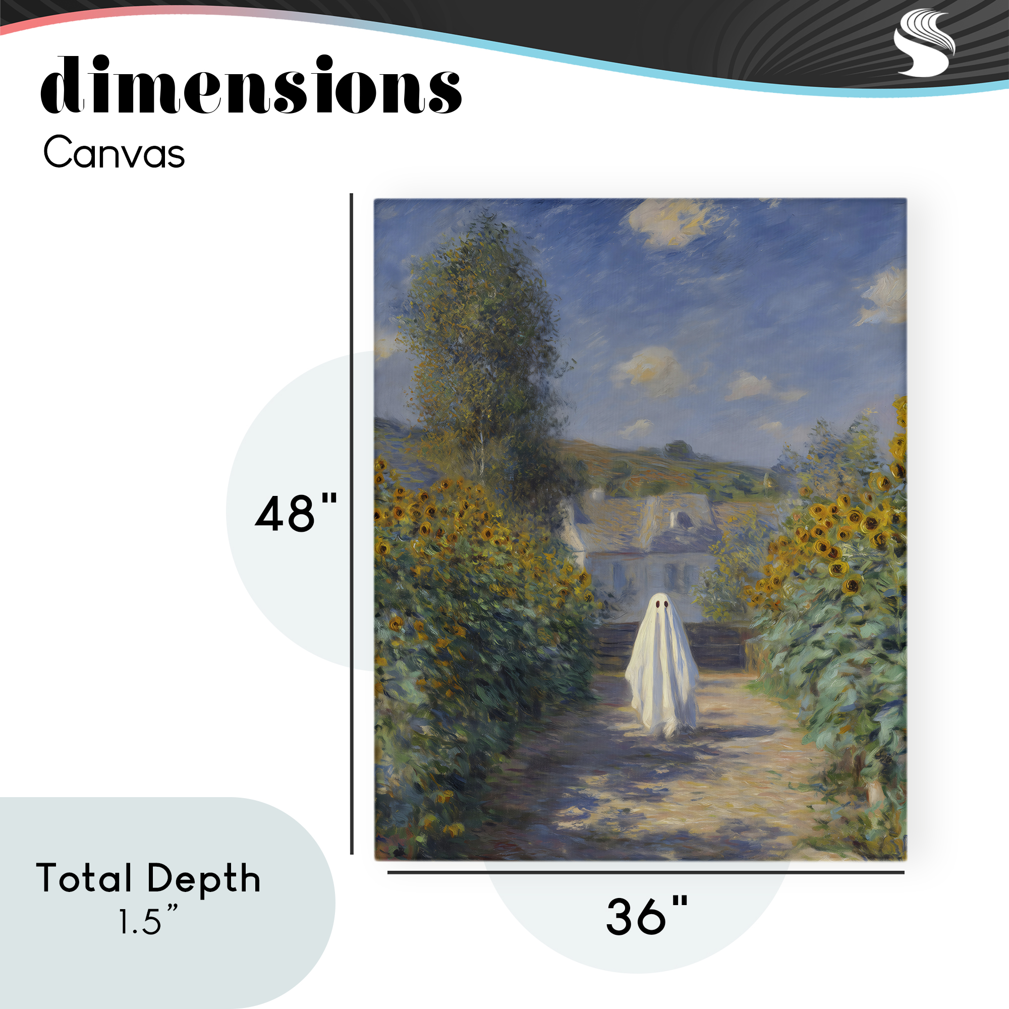 Monet Style Sunflower Ghost Canvas Wall Art, design by Arlington Prints