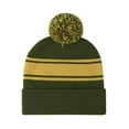 thumbnail image 2 of TOPTIE Bonnet à Rayures avec Pompon Unisexe Hiver & Chapeau de Sport-Vert, 2 of 9