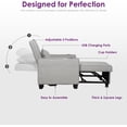 thumbnail image 4 of Coewske 3 in 1 Convertible Sofa Bed Chair Sleeper Recliner w/ Adjustable Backrest & Pillow Gray, 4 of 6