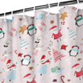 thumbnail image 3 of Pink Christmas Santa and Penguin Pattern Shower Curtain 84"x72" ,Bathroom Decorative Shower Curtains Set with 12 Hooks,Modern Waterproof Washable Shower Curtain, 3 of 6