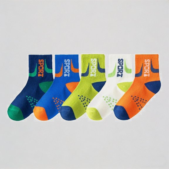 Krdevn 5-Packs Kids Socks for Boys and Girls Comfortable Breathable Everyday Casual Wear with Stretch Fit for Sports Shoes and Sandals,6-8 Years
