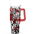 thumbnail image 2 of 40oz Colorful Math Numbers Stainless Steel Flip Straw Tumbler Spill Proof Travel Cup Double Wall Vacuum Insulated Coffee Mug with Handle, 2 of 6