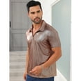 thumbnail image 3 of Mens Shirt 70s Zip Polo Shirts Short Sleeve Shiny Shirt Disco Outfits Party Costume Top, 3 of 5