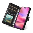 thumbnail image 4 of Allytechgroup iPhone 16 Plus Case Wallet, Premium PU Leather Cards Slots Hand Wrist Shoulder Strap Flip Cover Stand Protective Phone Case for Apple iPhone 16 Plus, Black, 4 of 7