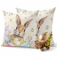 thumbnail image 3 of Easter Decorative Throw Pillow Covers 20x20 Inch Set of 2 Easter Eggs Bunny Home Decor Pillow Cases for Couch, Spring Floral Rabbit Vintage Cushion Case for Living Room Bedroom Bed Car Chair, 3 of 9