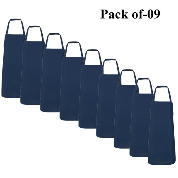 Q-Tees - Bib Chef Apron for Unisex | Gardening 6.4 oz Navy Color Cooking Apron | 9 pack, One Size(28"W x 33"L