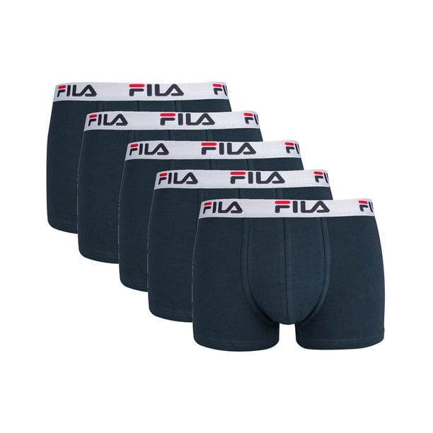 FILA Calzoncillos de hombre, paquete de 5 - cintura con logo, urbano, algodón stretch, liso Azul M (Medium)