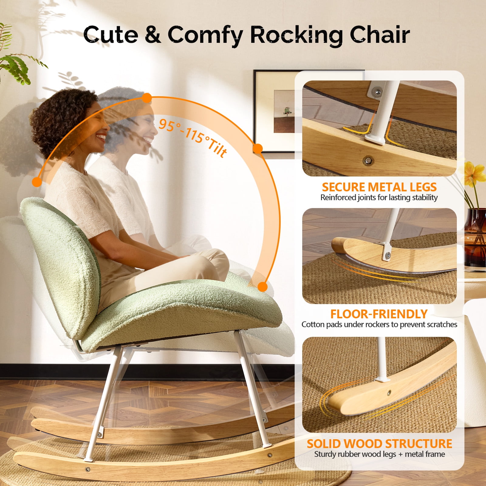 Ktaxon Rocking Accent Chair with Padded Seat, Cute Cozy Nest