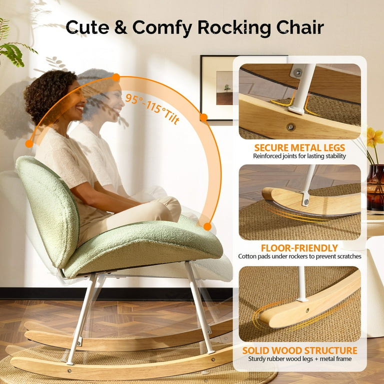 小物 Rockin'Chair JOINSUN Rocking Chair Nursery, Teddy Upholstered Glider Rocker
