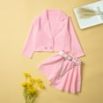thumbnail image 2 of Curuila Toddler Girls Two Piece Outfit Long Sleeve Solid Color Lapel Button Down Coat With Pleated Skirt Spring Autumn Fashionable Outfit Set Red Size 5-6 Years, 2 of 9