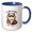 Blue/White, variant on 3drose, I Am Here, I Am Awake. Do Not Push It Funny Text and Angry Cat Art, 15oz Mug