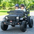 thumbnail image 3 of Track Seven 24V Ride on Truck, 2 Seater Ride on Toy Car for Big Kids, 19.7" Large Wide Seat, 4WD Electric Truck Car with Music, Bluetooth, Light and Searchlight, Max Speed 4.35 mph, Black, 3 of 11