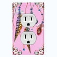 thumbnail image 1 of Metal Light Switch Plate Cover Beaded Feather Flower Strings Pink DRM012, 1 of 13