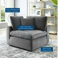 thumbnail image 3 of Accent Chair, Velvet, Grey Gray, Modern Contemporary Urban Design, Living Lounge Room Hotel Lobby Hospitality, 3 of 7